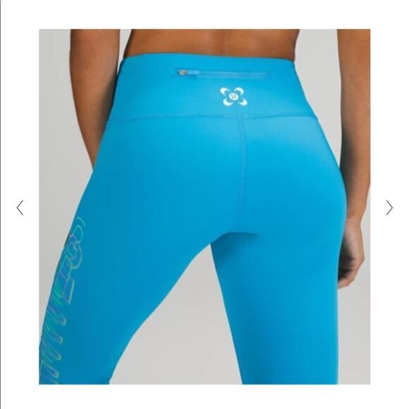 NWT New LULULEMON Speed Wunder Under Tight Seawheeze Turquoise Blue Logo 6 - Picture 6 of 7